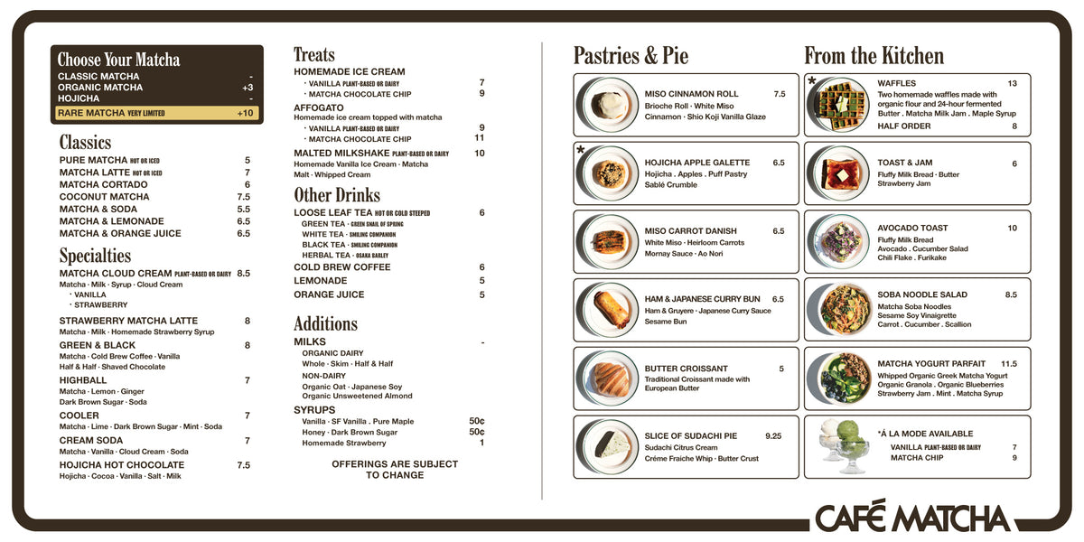 Matcha Powder Menu Café Matcha Menu | Matcha Lattes, Pastries & Tea