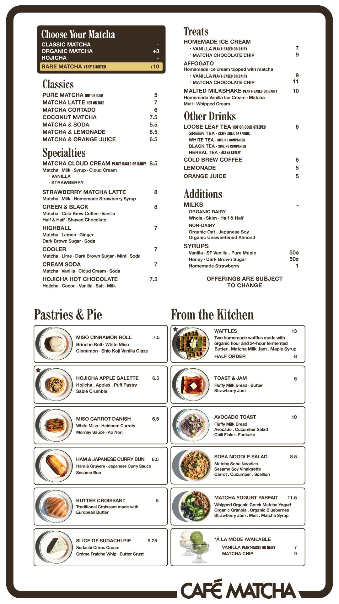 Mtch Menu Café Matcha Menu | Matcha Lattes, Pastries & Tea